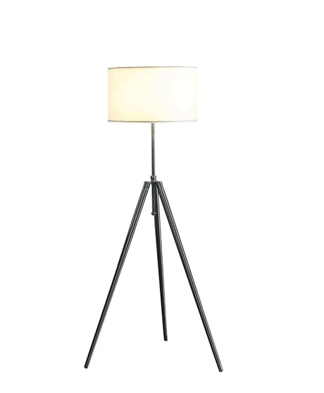 Adjustable Chrome Tripod Floor Lamp With White Shade