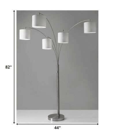 Brushed Steel Floor Lamp with Five White Drum Shades