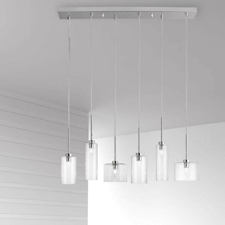Horizontal Pendant Light with 6 Industrial Chic Lights