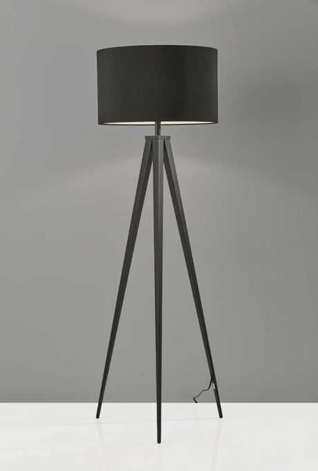 Stylish Black Tripod Lamp with Drum Shade