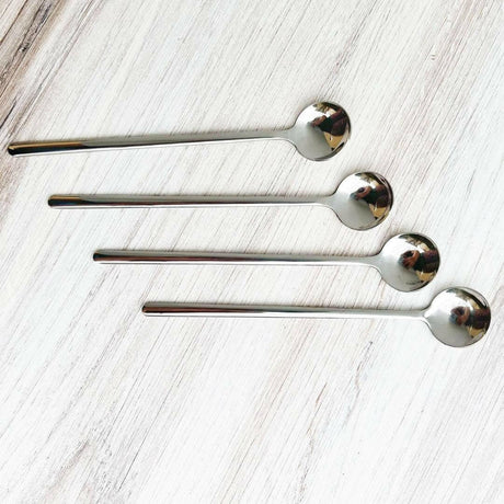 4-Piece Stainless Steel Long-Handle Dessert Spoon Set