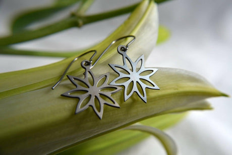 Architectural Lotus Blossom Stainless Steel Earrings