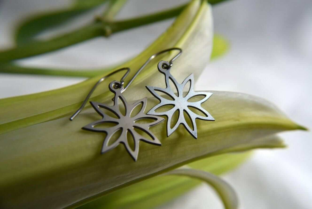Architectural Lotus Blossom Stainless Steel Earrings