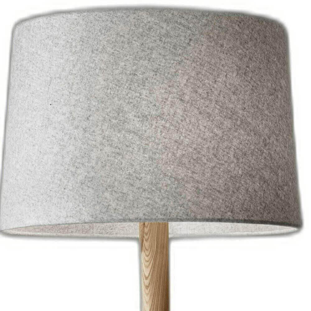 Ash Wood Tripod Floor Lamp With Gray Empire Shade