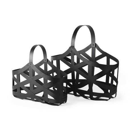 Black Metal Geometric Basket Duo