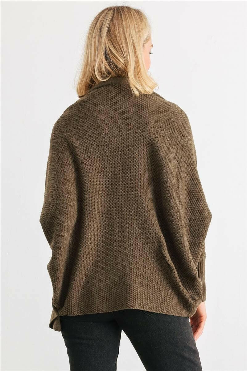 Cozy Olive Batwing Cardigan with Open Front