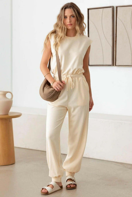 "Drawstring Muscle Tee Jumpsuit - Casual Chic Style for Every Day!"