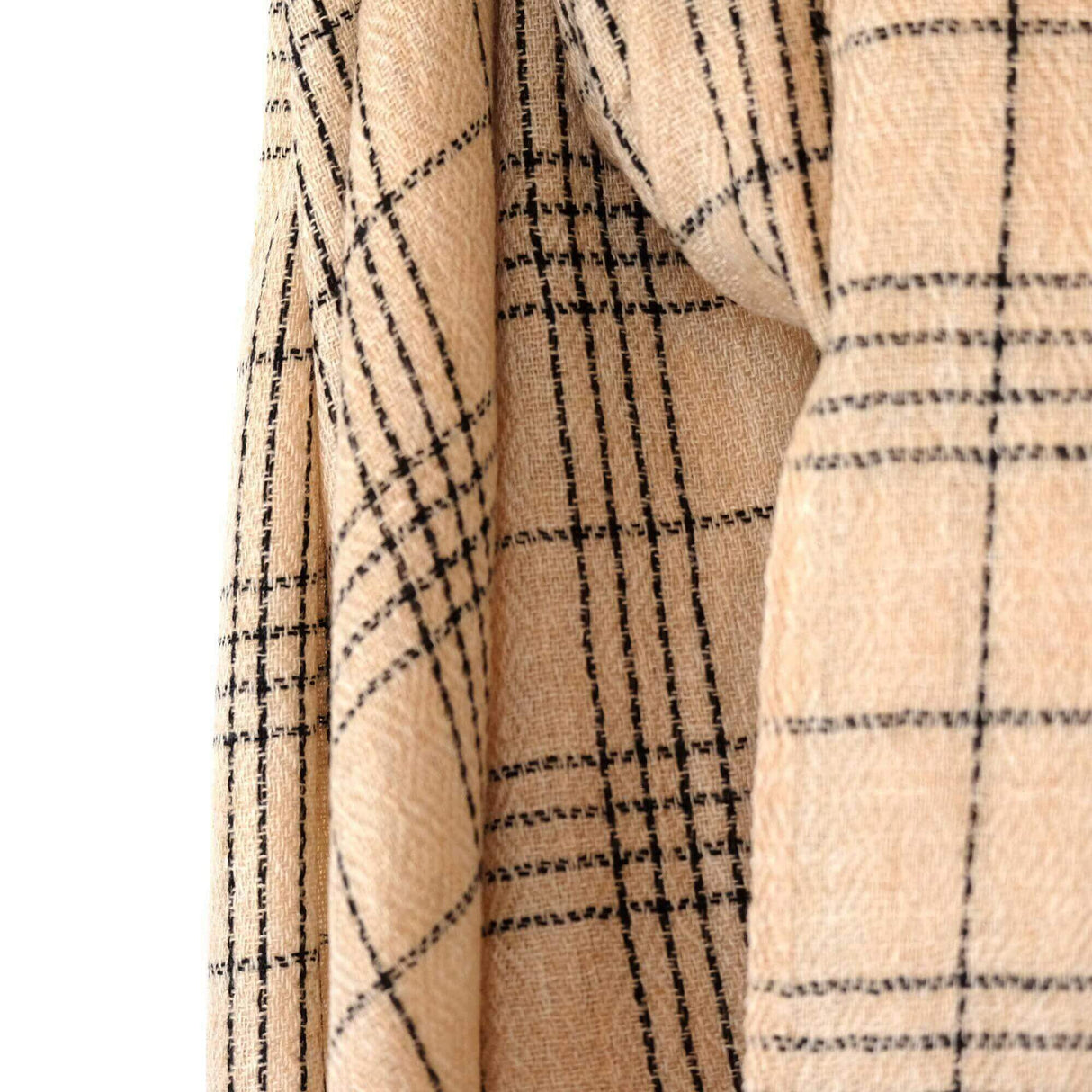 Elegant Beige Checkered Cashmere Scarf - Fashionable Accessory for Every Event