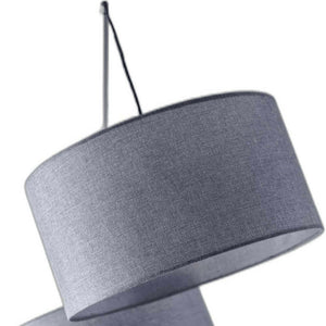Elegant Black Floor Lamp with Graceful Gray Drum Shades