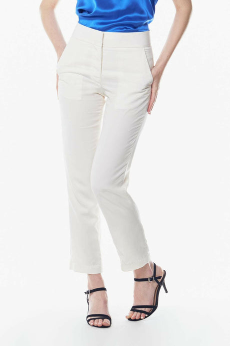 Elegant White Linen Skinny Trousers for Ladies