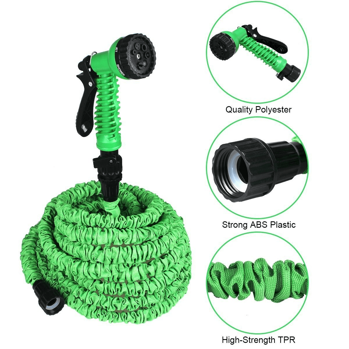 Expandable Flexible Garden Hose with Nozzle - Choose Your Length: 25FT, 50FT, 75FT, or 100FT