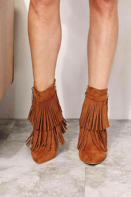 Fashionista Women's Tassel Wedge Heel Booties