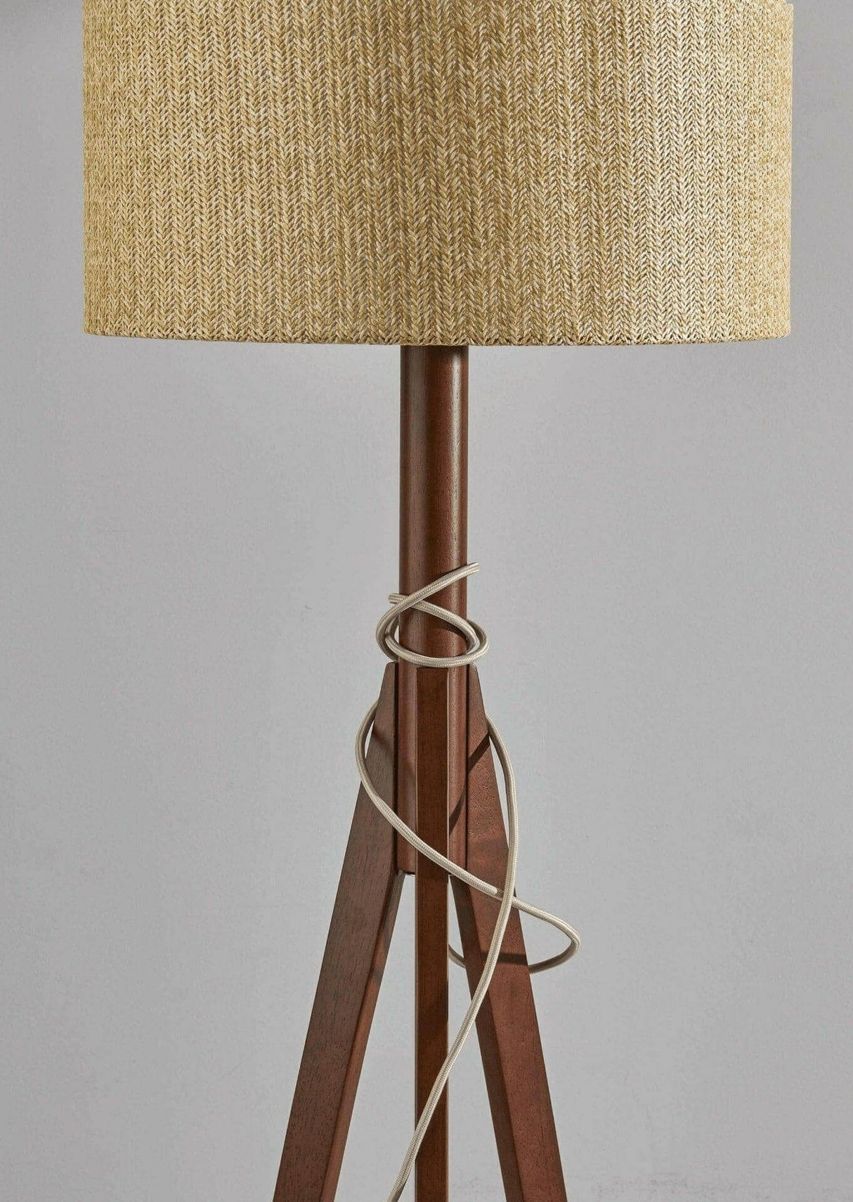Floor Lamp with Brown Drum Shade and Tripod Base