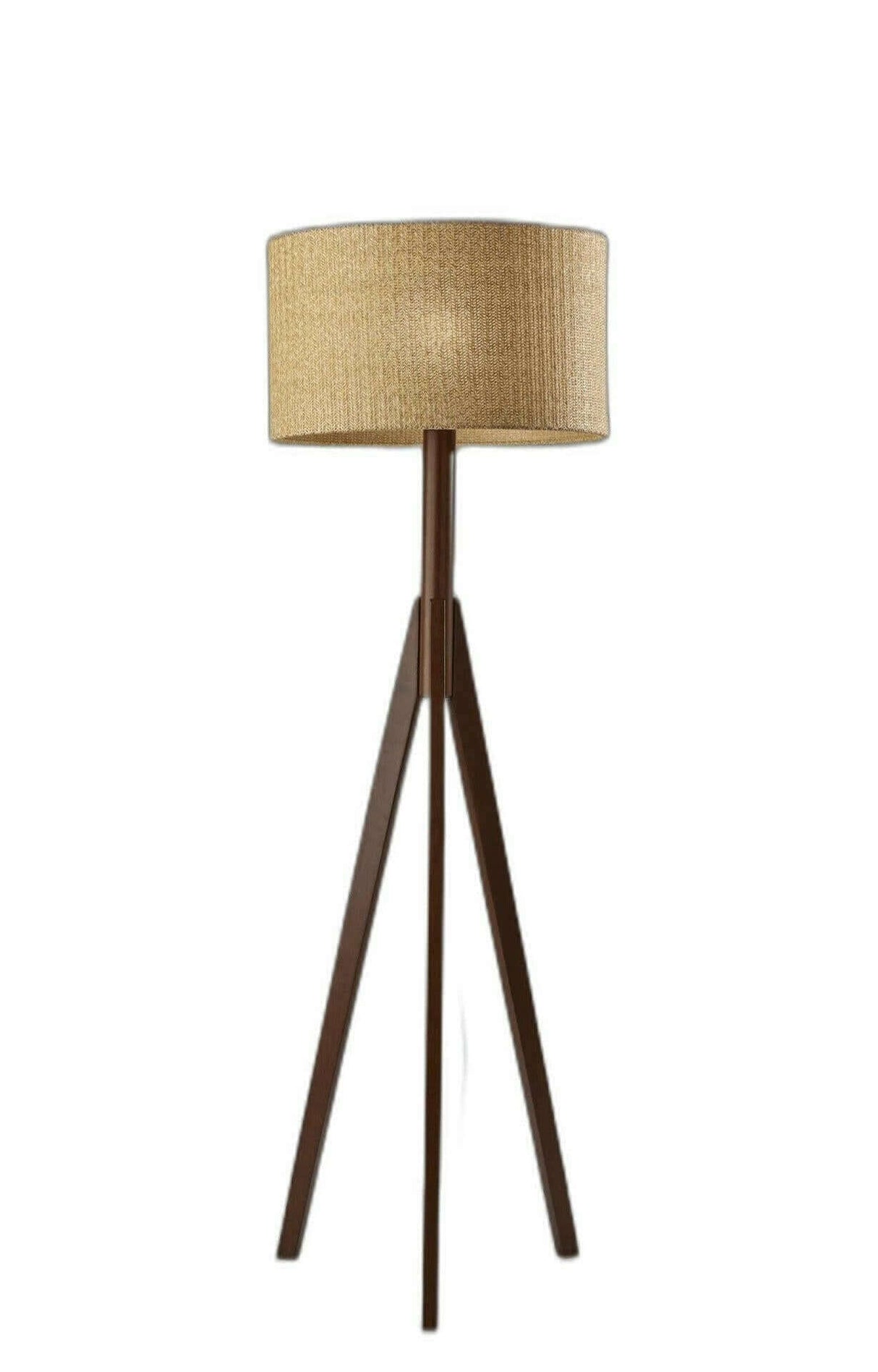 Floor Lamp with Brown Drum Shade and Tripod Base