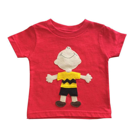 Hug Me Kids' Tee - Red & Blue Stylish Clothing with Golden Necklace