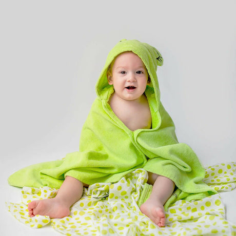 Luxurious Frog-themed Baby Hooded Towel from Milk&Moo