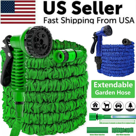 Professional title: "Flexible Expandable Garden Water Hose with Spray Nozzle - Available in 25, 50, 75, or 100FT"