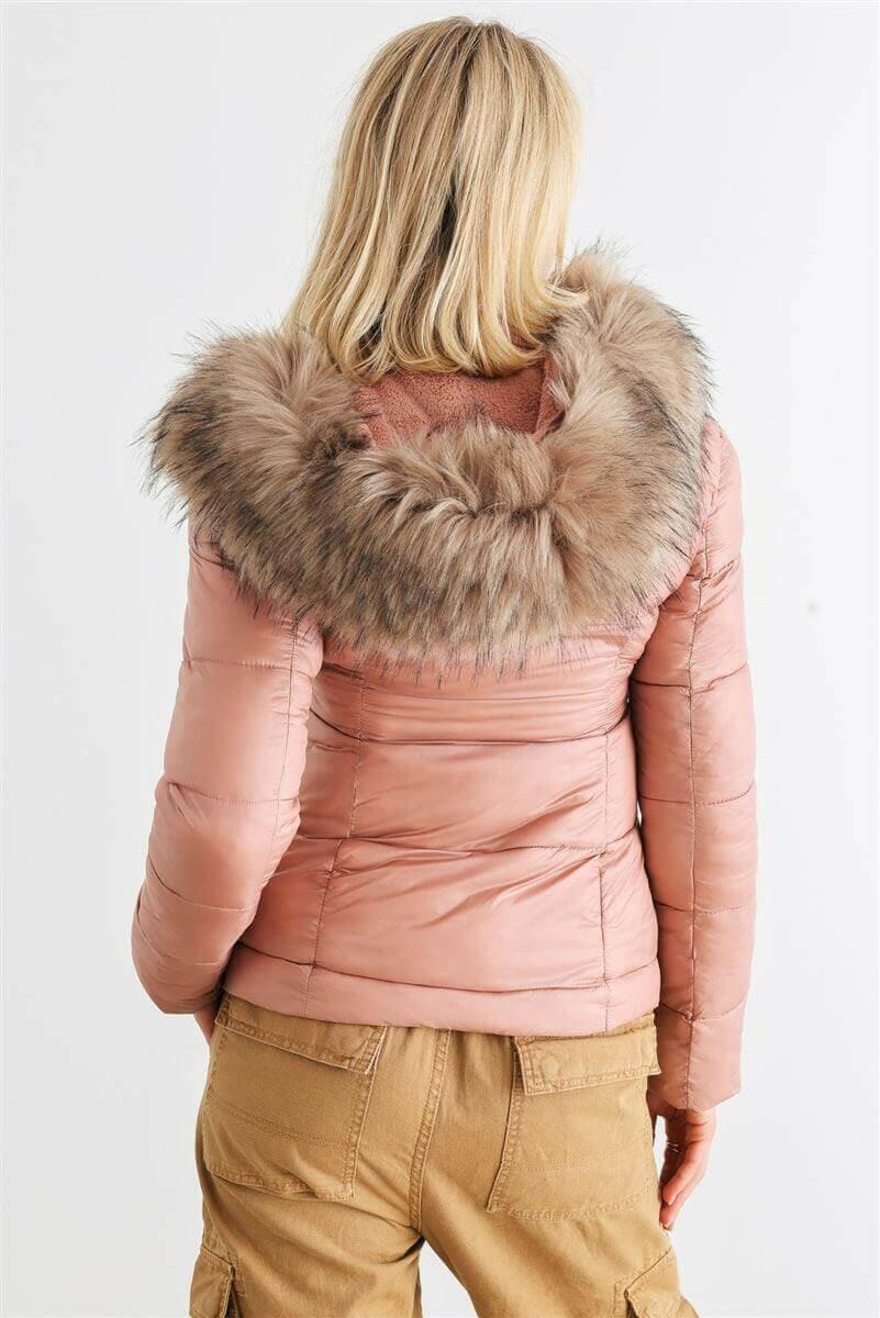 Quilted Parka with Faux Fur Trim and Water-Resistant Coating