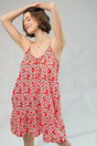 Red Bouquet Floral Wool Peach Cami Dress