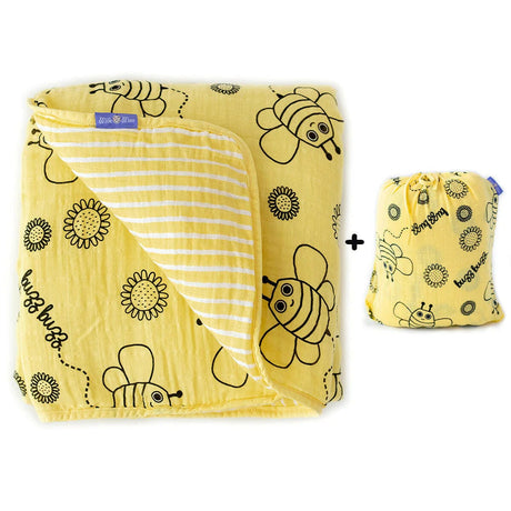 Soft Buzzy Bee Baby Muslin Fiber Filled Blanket by Milk&Moo: An Ultra-Gentle and Cozy Choice