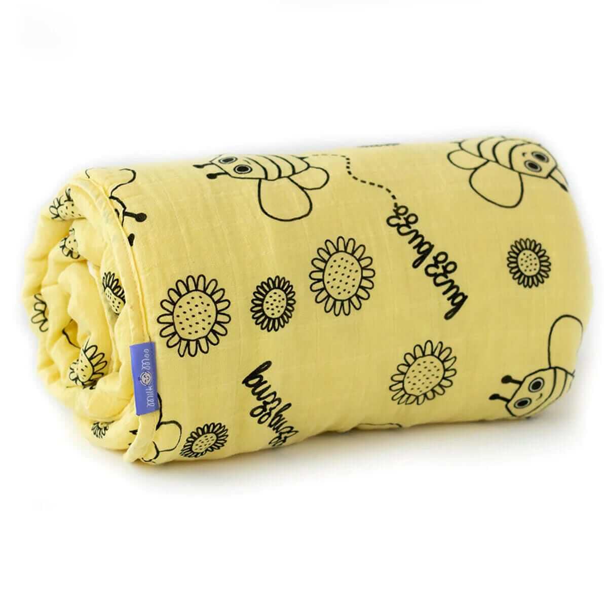 Soft Buzzy Bee Baby Muslin Fiber Filled Blanket by Milk&Moo: An Ultra-Gentle and Cozy Choice