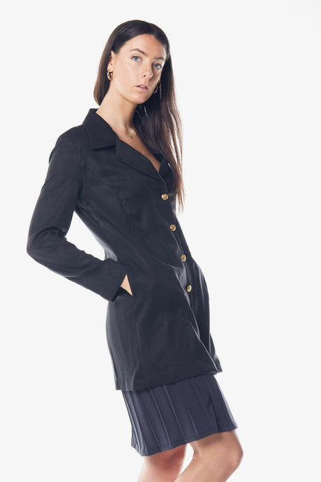 Sophisticated Black Linen Coat for Women