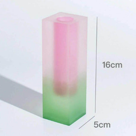 "Stunning Rainbow Glass Pillar Vase with Acrylic Color Gradient - Decorate in Style!"