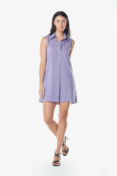 Stylish Sleeveless Cotton Dress in Elegant Purple
