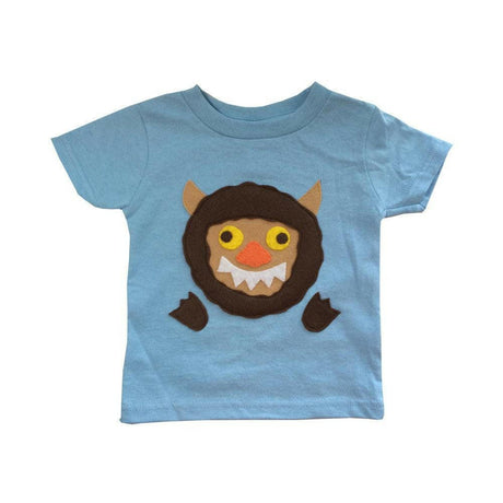Wild Monster - Kids T-Shirt: Handmade Light Blue T-Shirt with Cut Out Felt Pieces